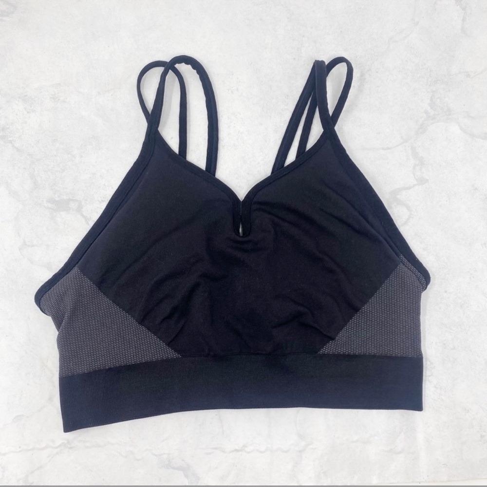 Zella Black Sports Bra with Gray Panels
